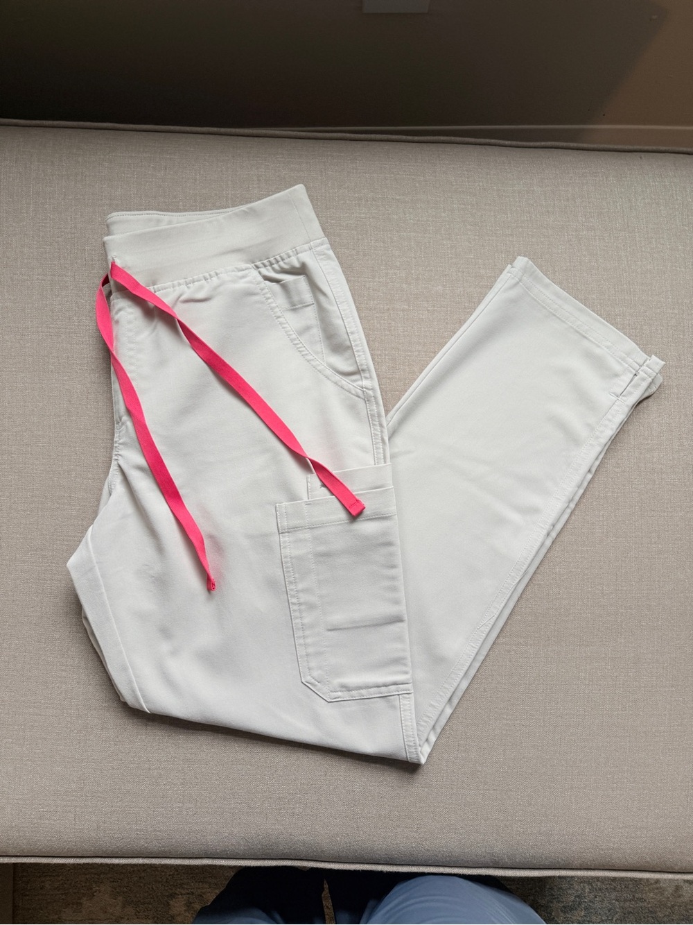 FIGS Cream Straight Leg Scrub Pant